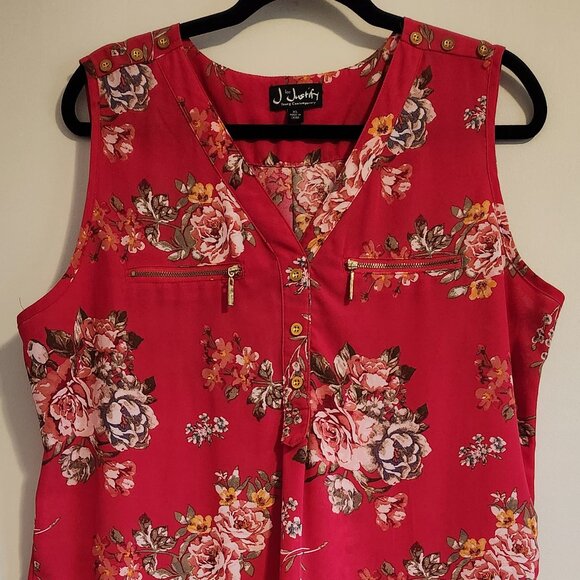 J for Justify Women's Pink Floral Sleeveless Blouse Size XL - Picture 1 of 13